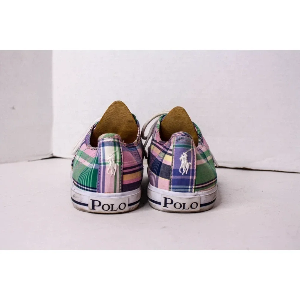 Polo Ralph Lauren Shoes Plaid Fabric Lace Up Sneaker Size 7